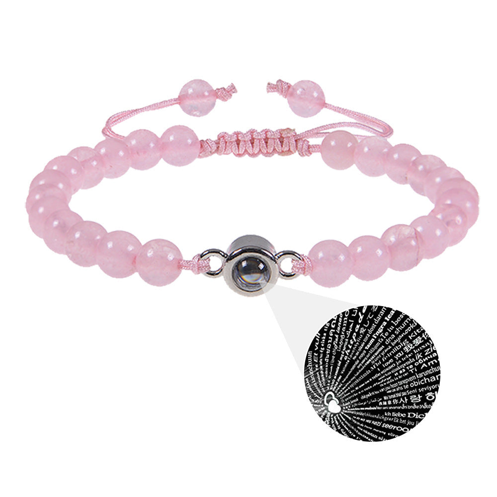 Projection Pink crystal frosted stone couple bracelet 🦋✨